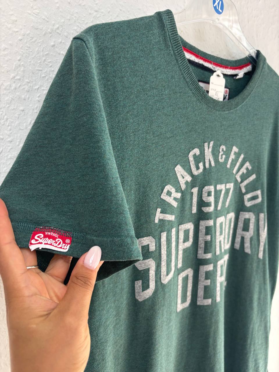Superdry "Track & Field 1977" Graphic T-Shirt - Green Marl (XL)