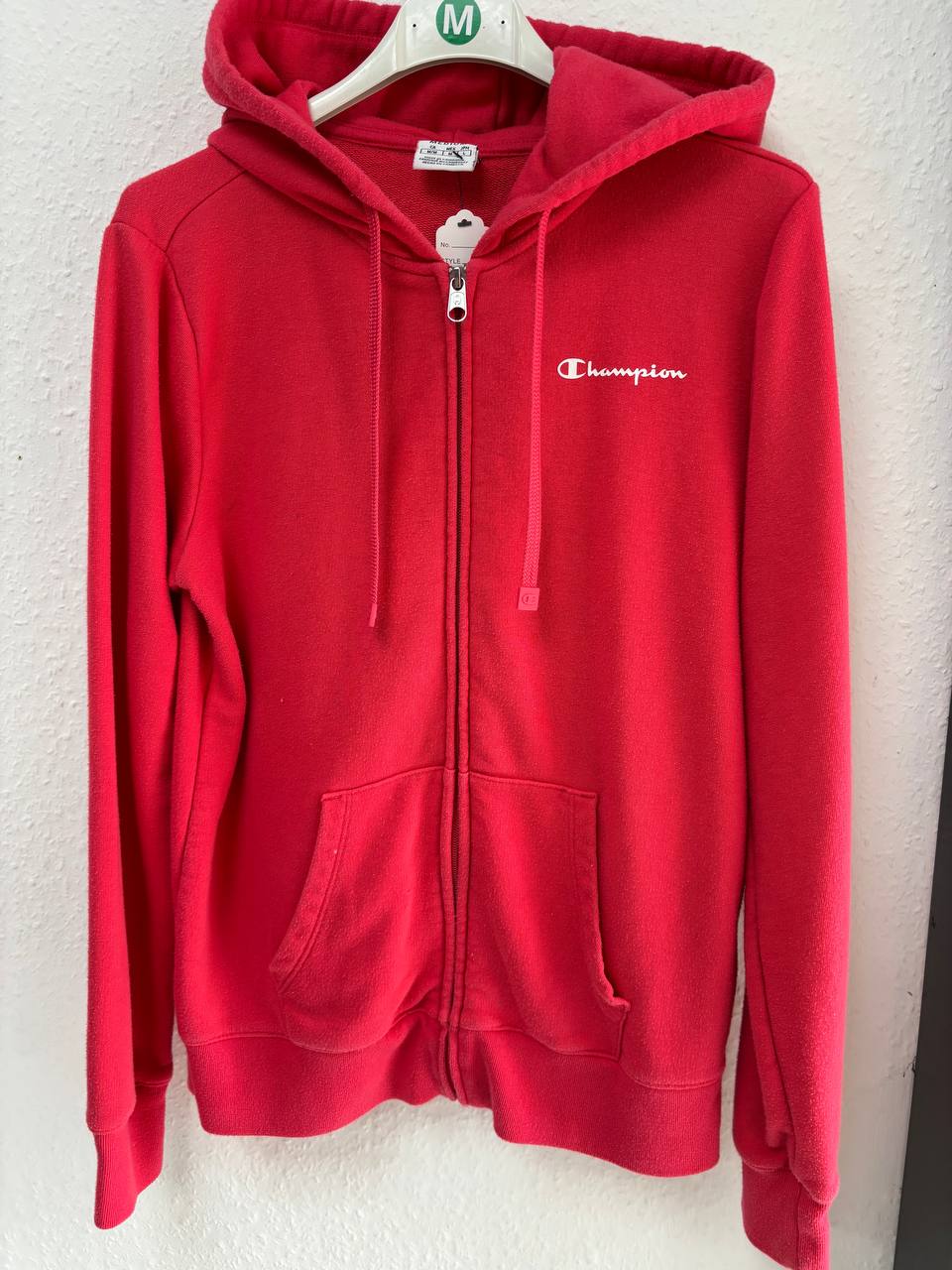 Champion Full-Zip Hoodie - Red with White Logo (M)