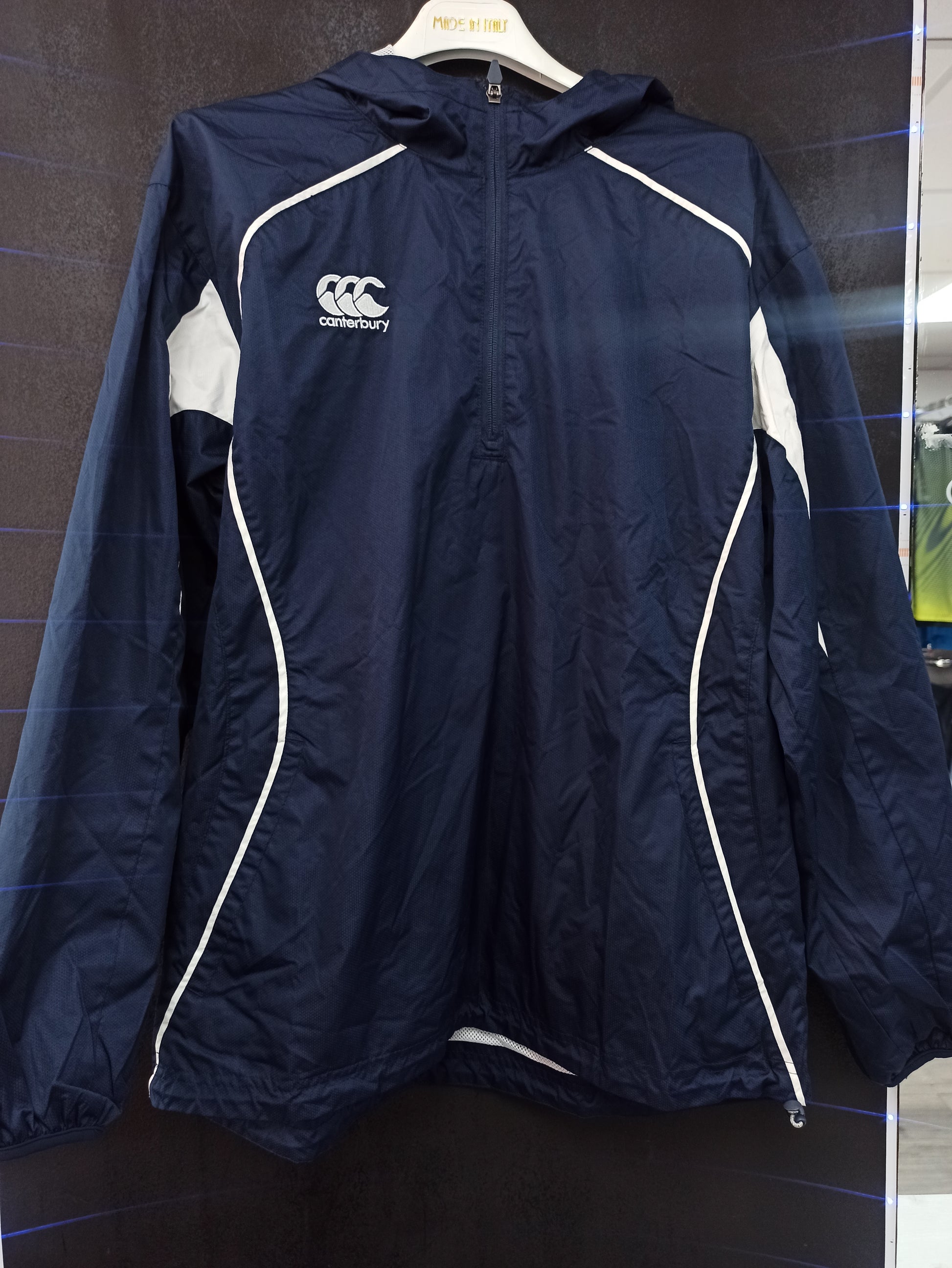 Canterbury Windbreaker/Rain Jacket - Navy Blue & White Quarter-Zip (14 - 15 Years)