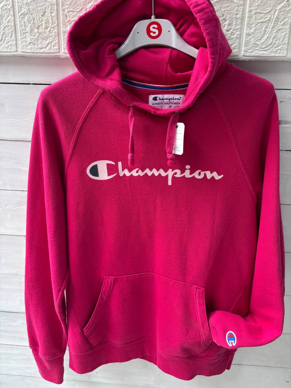 Champion Women's Powerblend Fleece Pullover Hoodie in Hot Pink (S)
