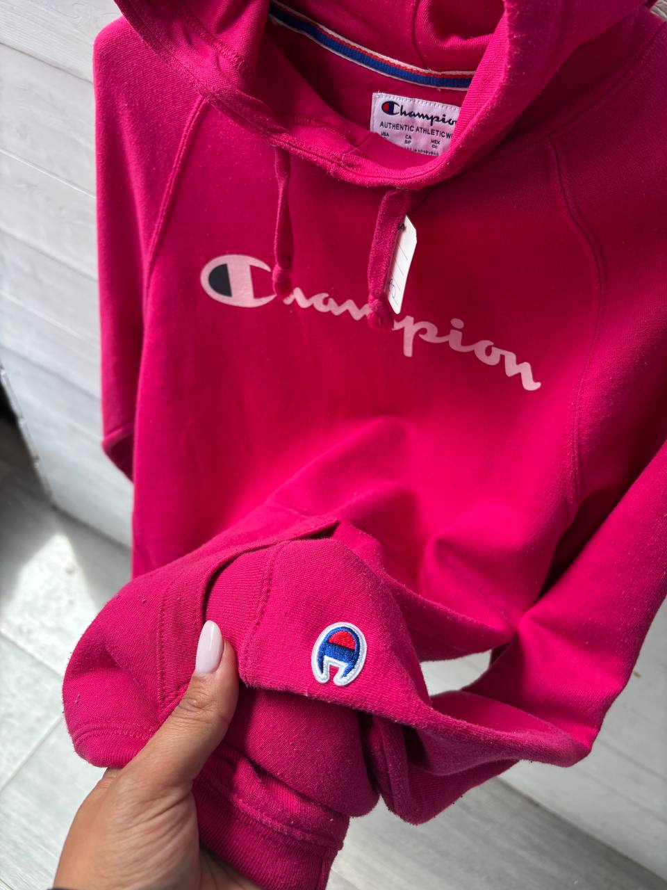 Champion Women's Powerblend Fleece Pullover Hoodie in Hot Pink (S)