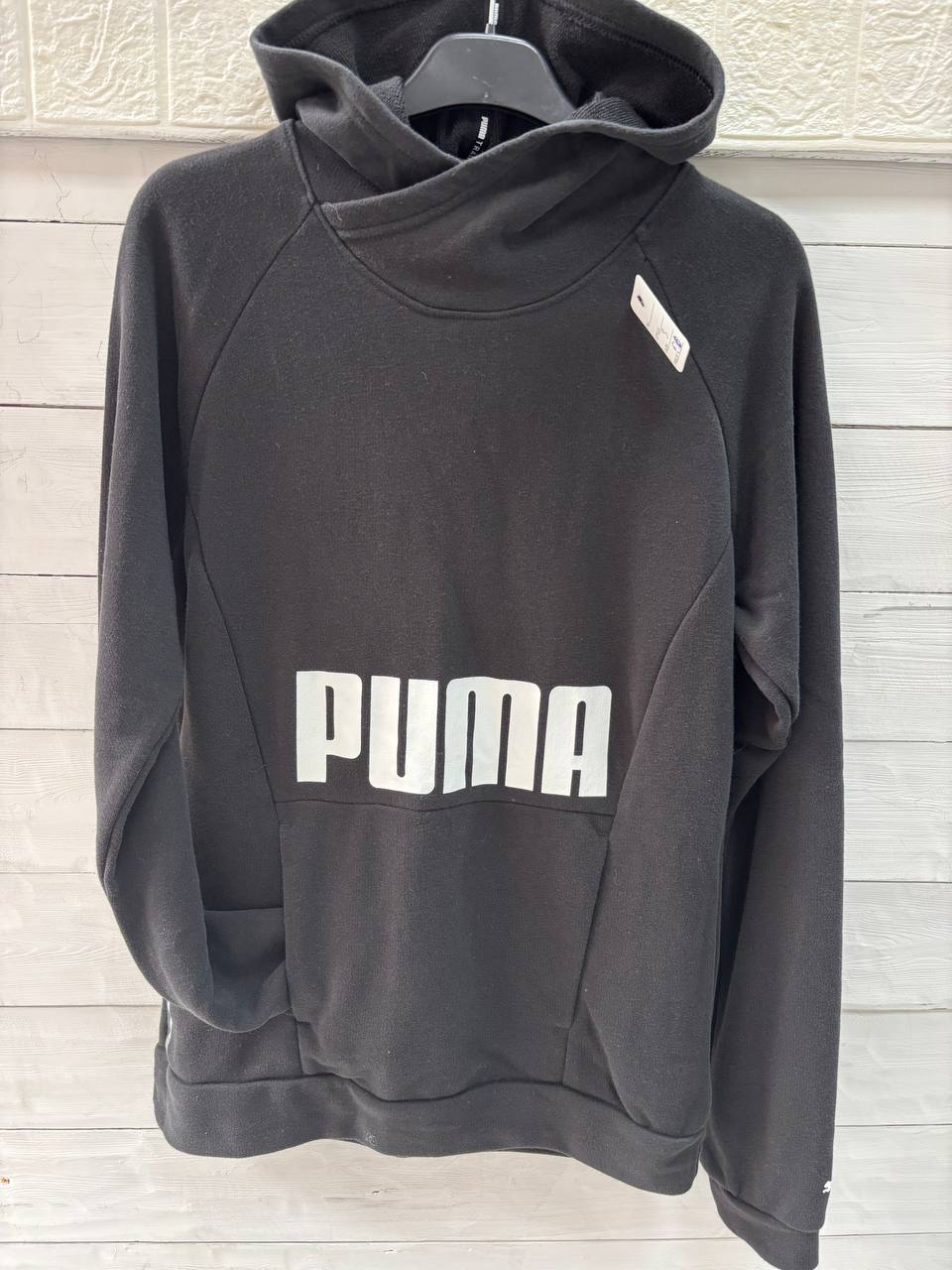 Puma Women's Logo Pullover Hoodie - Black Fleece with Bold PUMA Graphic (S)