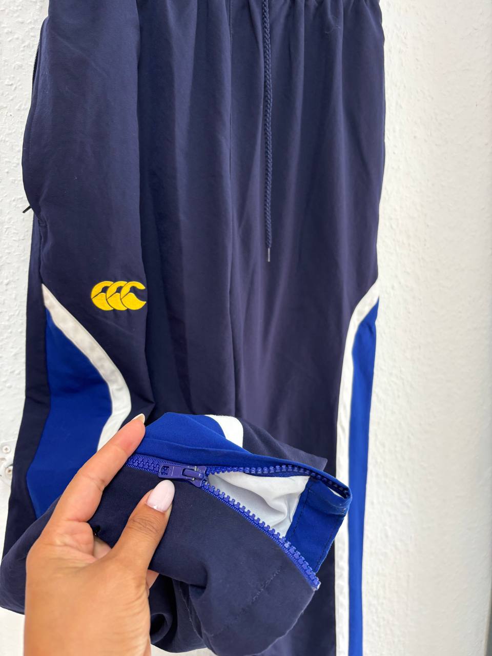 Canterbury Performance Track Pants - Navy Blue & White Side Stripe (S)