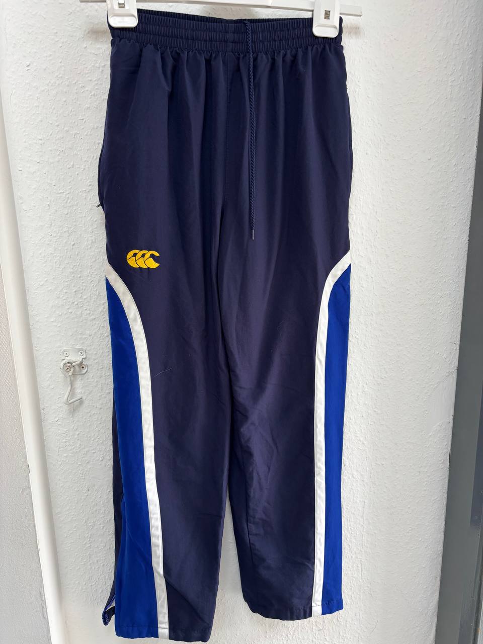 Canterbury Performance Track Pants - Navy Blue & White Side Stripe (S)