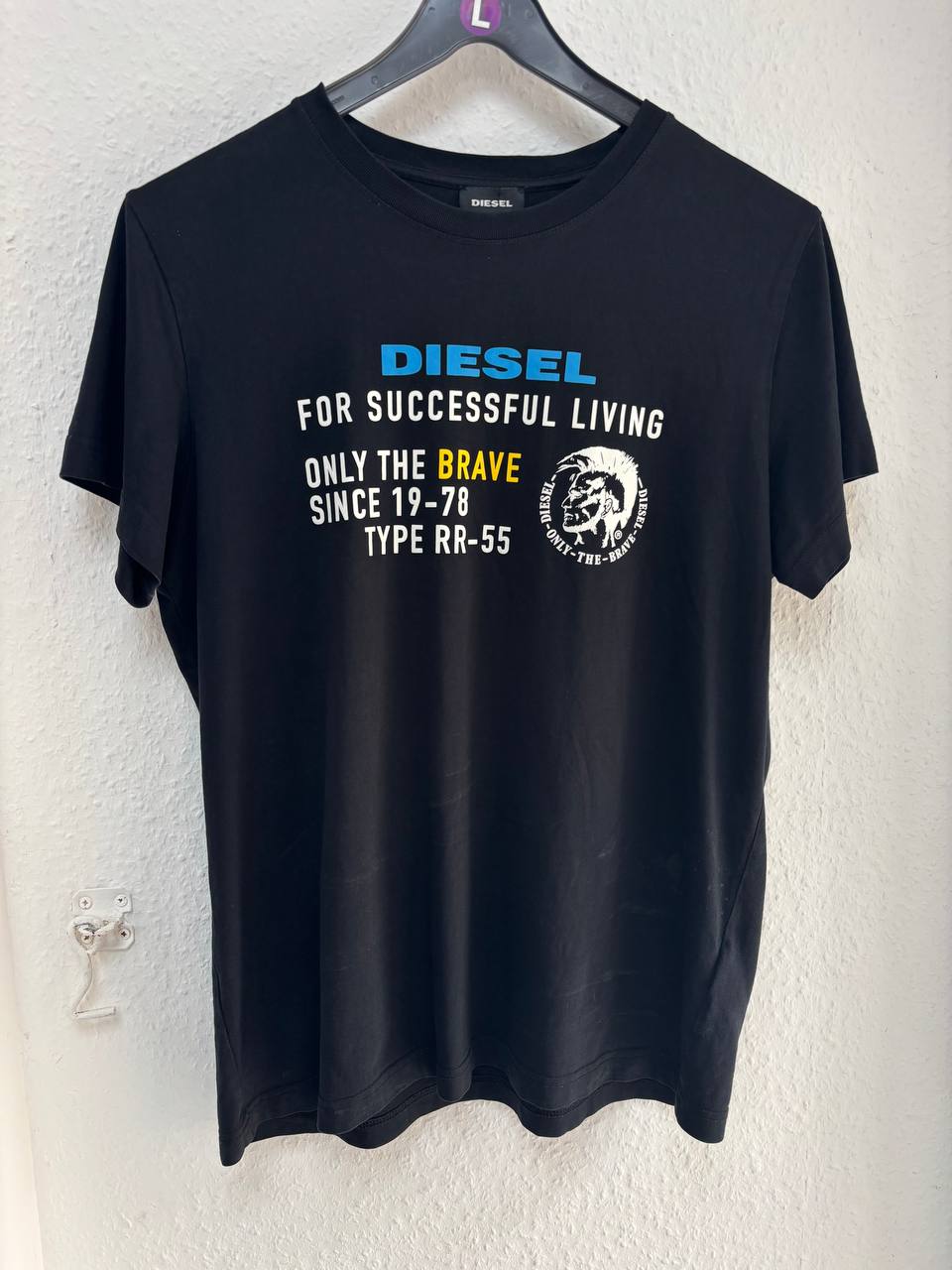 Diesel "Only The Brave" Slogan T-Shirt - Black (M - L )