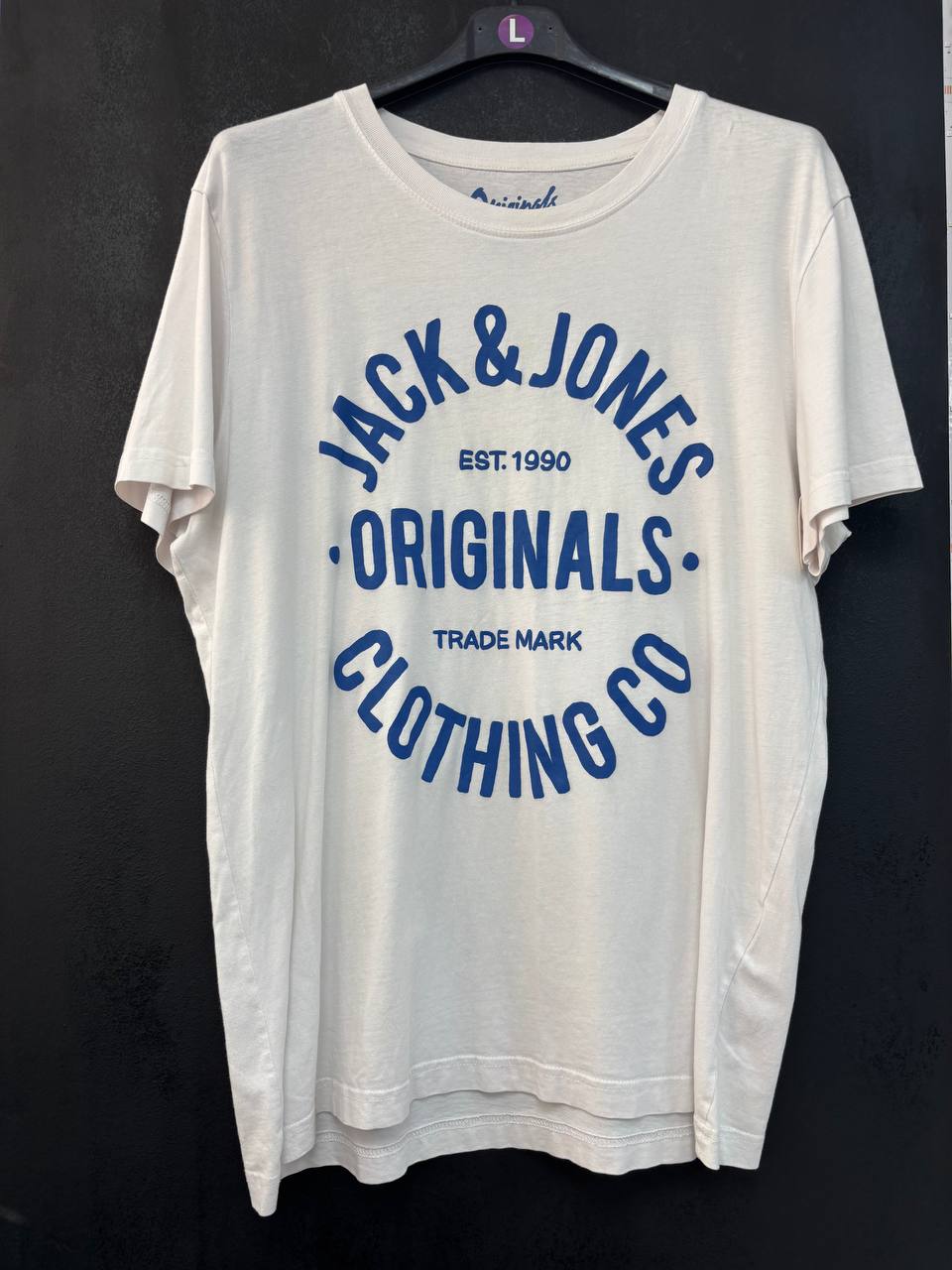 Jack & Jones Originals Logo T-Shirt - Off-White/Ecru (M - L)