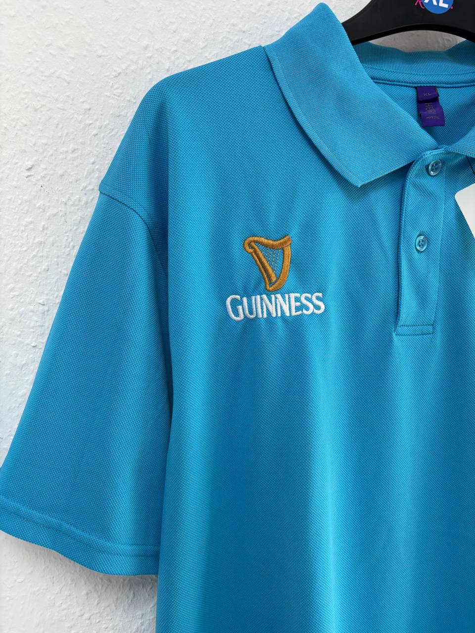 Official Guinness Harp Logo Polo Shirt - Cyan Blue (XL)
