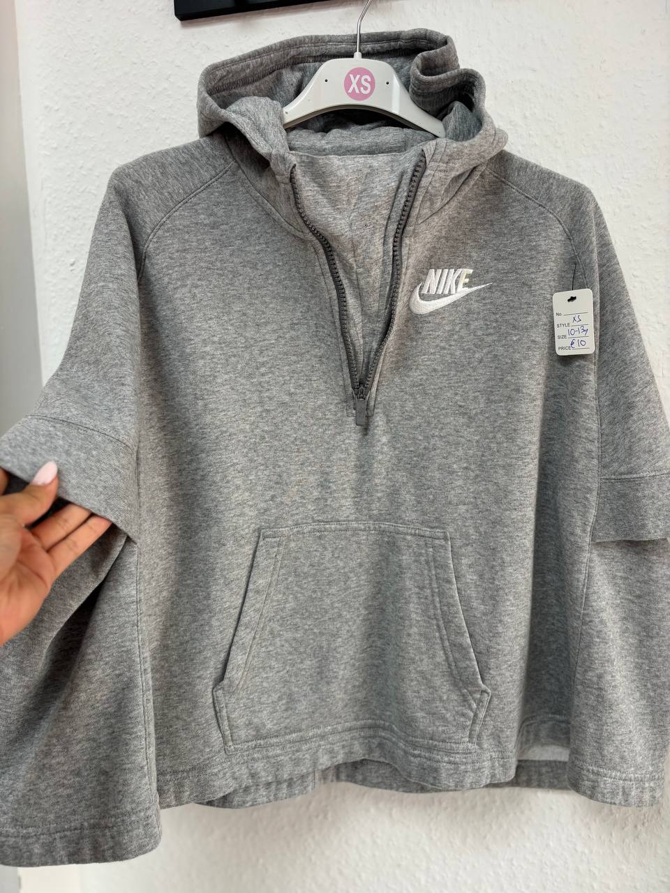 Nike Grey Quarter-Zip Hoodie (XS) (9-11 Years)