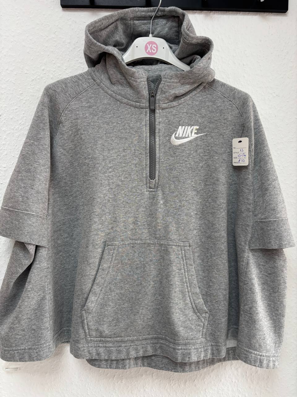 Nike Grey Quarter-Zip Hoodie (XS) (9-11 Years)
