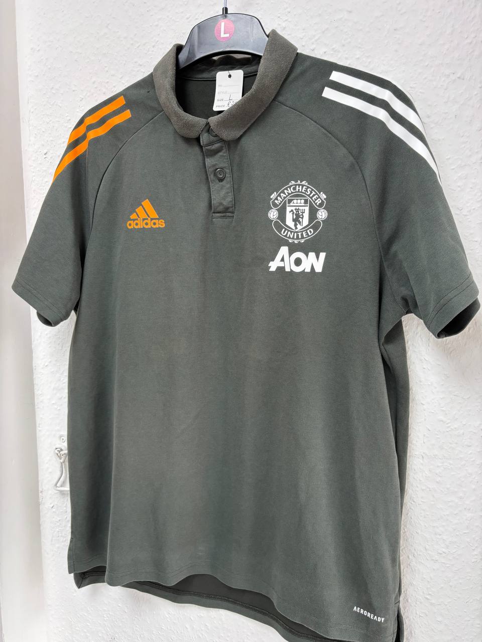 Manchester United MUFC Grey Training Polo Shirt  (L)