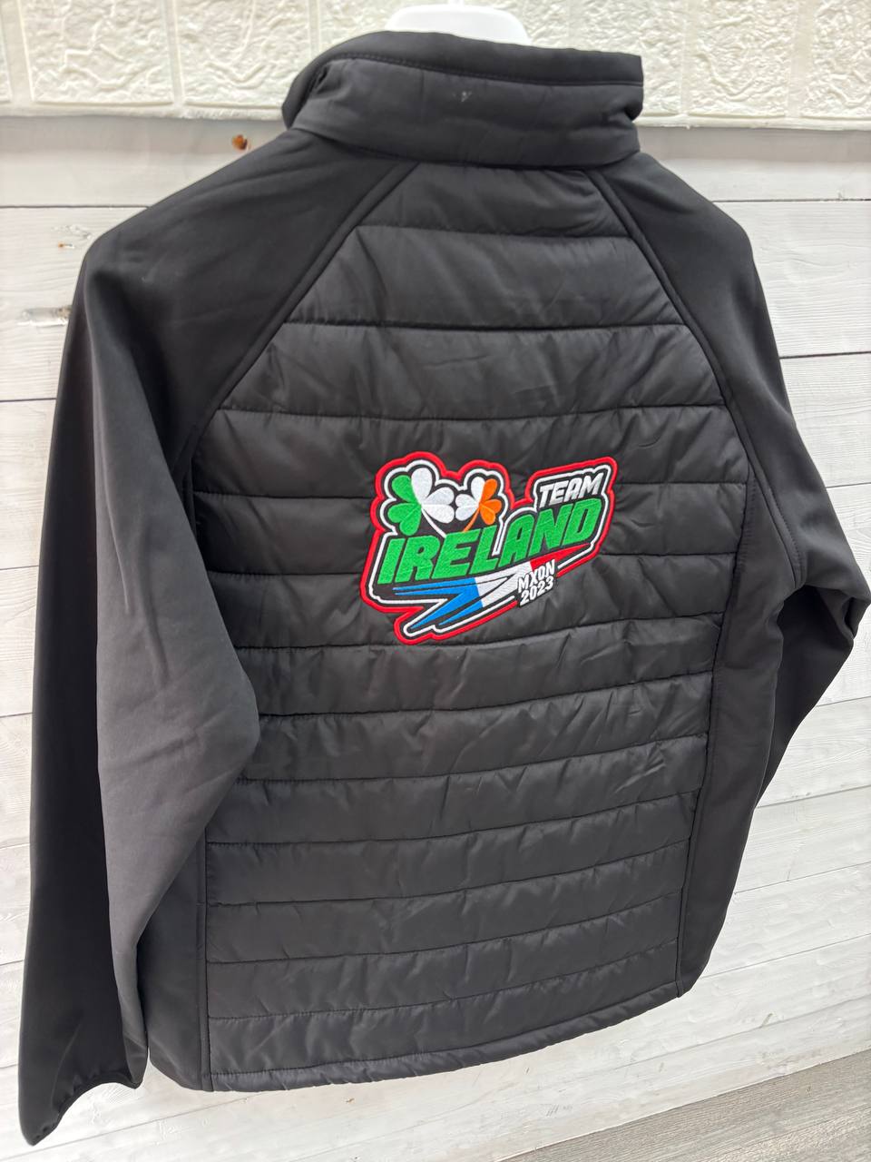 Team Ireland Black Hybrid Puffer Jacket | Dixon 2023 Edition with Neon Zippers NEW (M)