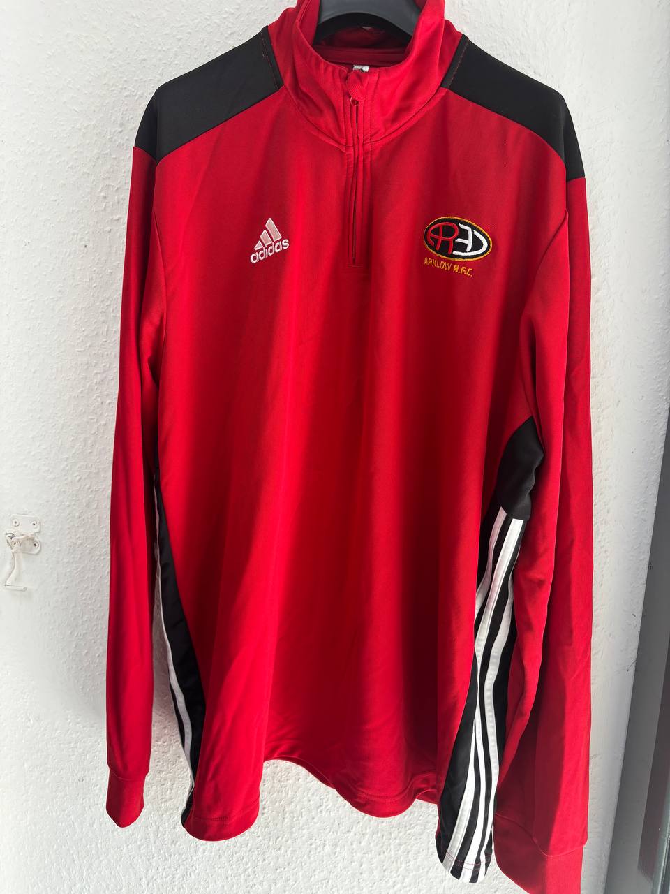 Arklow R.F.C. Adidas Red & Black Quarter-Zip Training Top (XL)