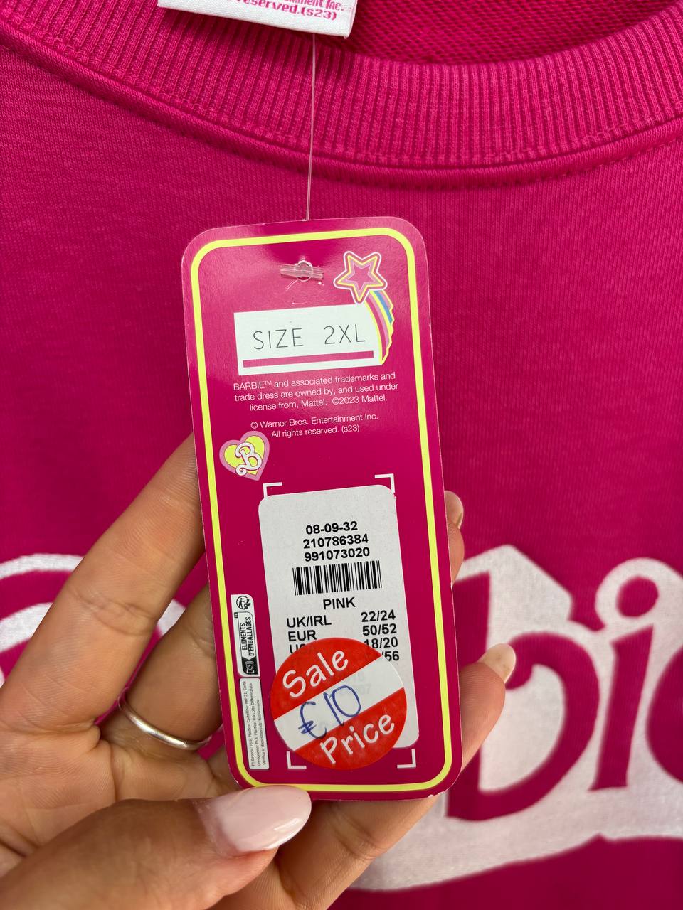 Barbie The Movie Pink Crewneck Sweatshirt (XL)