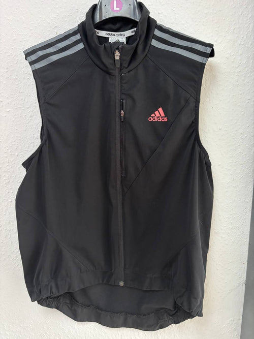 Adidas Cycling Vest - Black with Grey Stripes & Pink Logo (L)