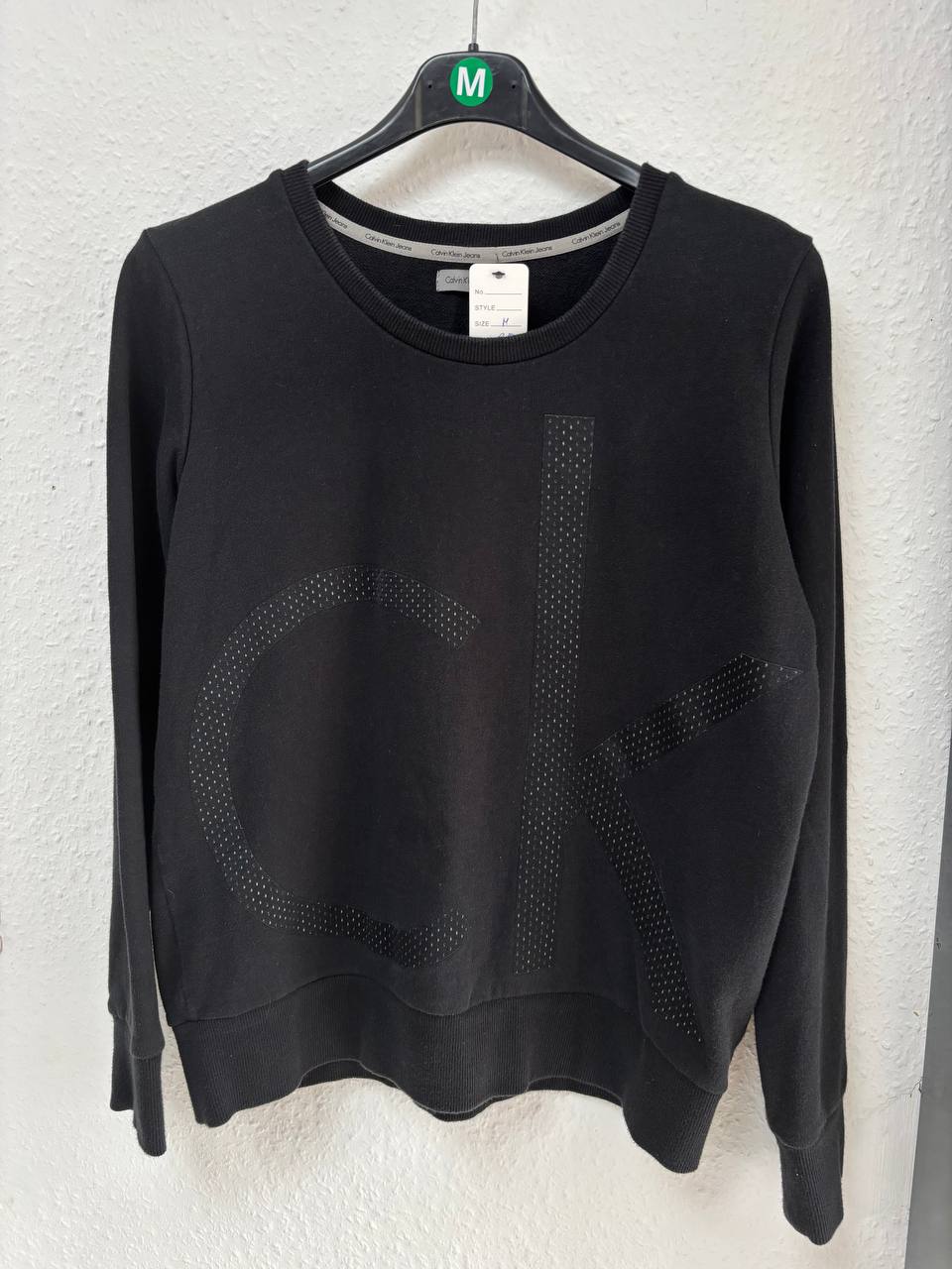 Calvin Klein Black Crewneck Sweatshirt with Raised CK Logo (M)