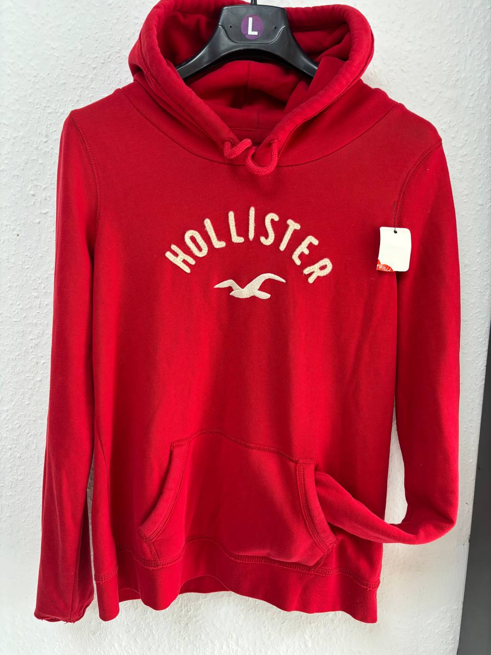 Hollister Women's Red Arch Logo Pullover Hoodie (L)