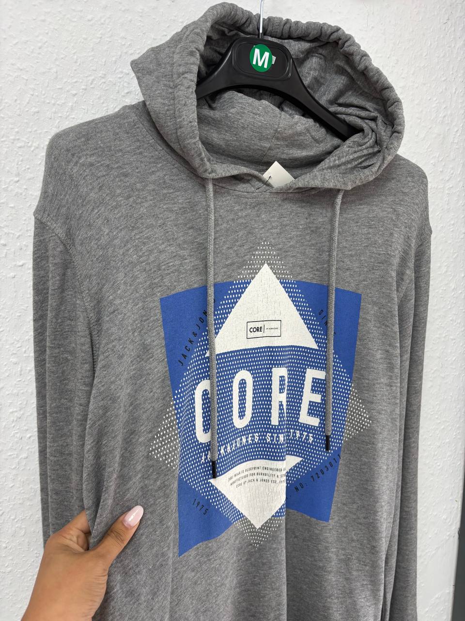 Jack & Jones CORE Men's Grey Graphic Print Pullover Hoodie (M)