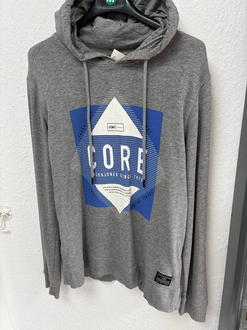 Jack & Jones CORE Men's Grey Graphic Print Pullover Hoodie (M)