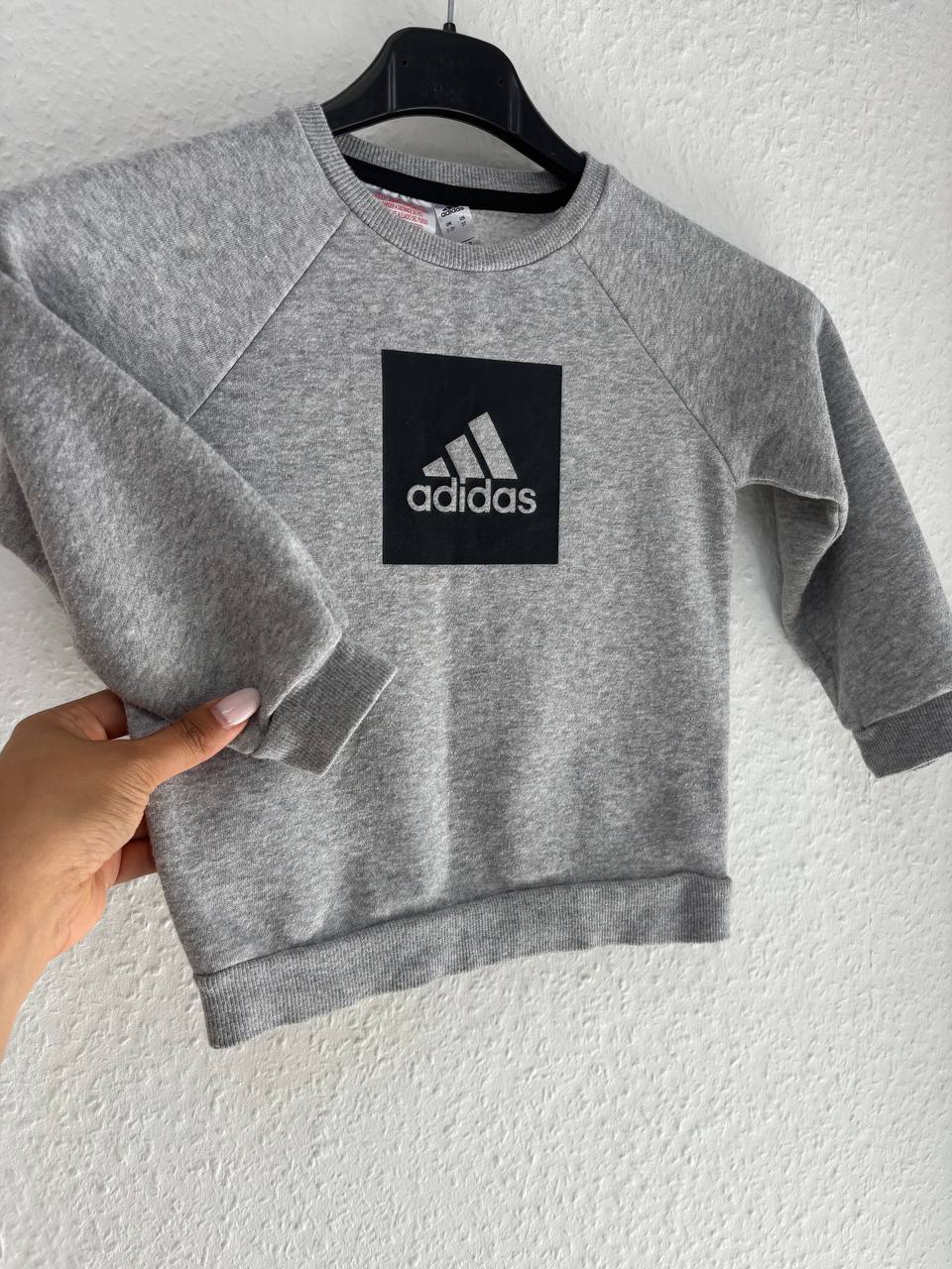 Adidas Grey Crew Neck Sweatshirt with Box Logo (1 - 2 Years)