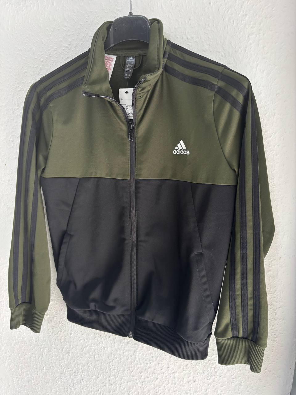 Adidas Kids' Olive Green & Black Color Block Full-Zip Track Jacket (8 - 10 Years)