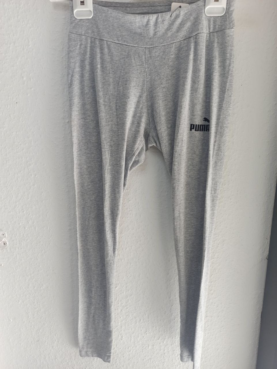 Puma Women's Light Grey Essential Leggings with Black Logo (S)