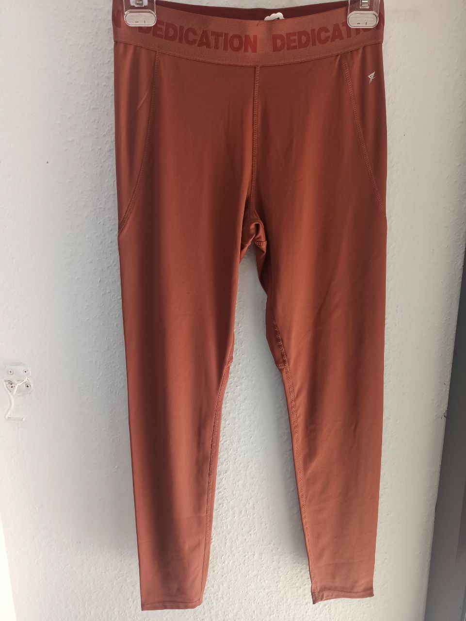 Dedication Activewear Rust / Terracotta Leggings with Logo Waistband (S - M)