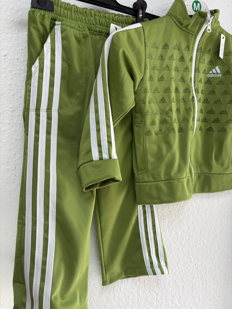 Adidas Kids' Green Full Tracksuit with Trefoil Logo Print & 3 Stripes (2 - 3 Years)