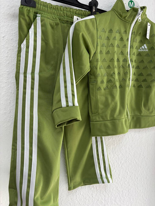 Adidas Kids' Green Full Tracksuit with Trefoil Logo Print & 3 Stripes (2 - 3 Years)