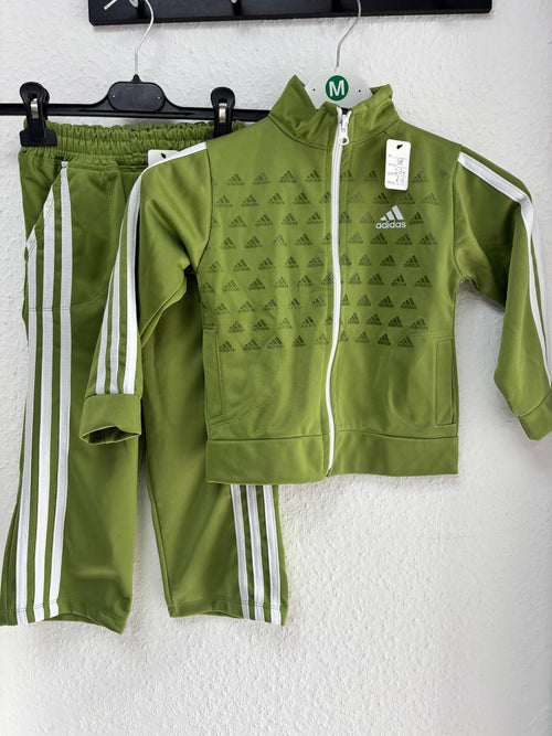 Adidas Kids' Green Full Tracksuit with Trefoil Logo Print & 3 Stripes (2 - 3 Years)