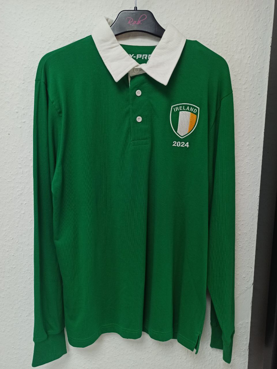 Ireland 2024 Long Sleeve Rugby Polo Shirt (M)