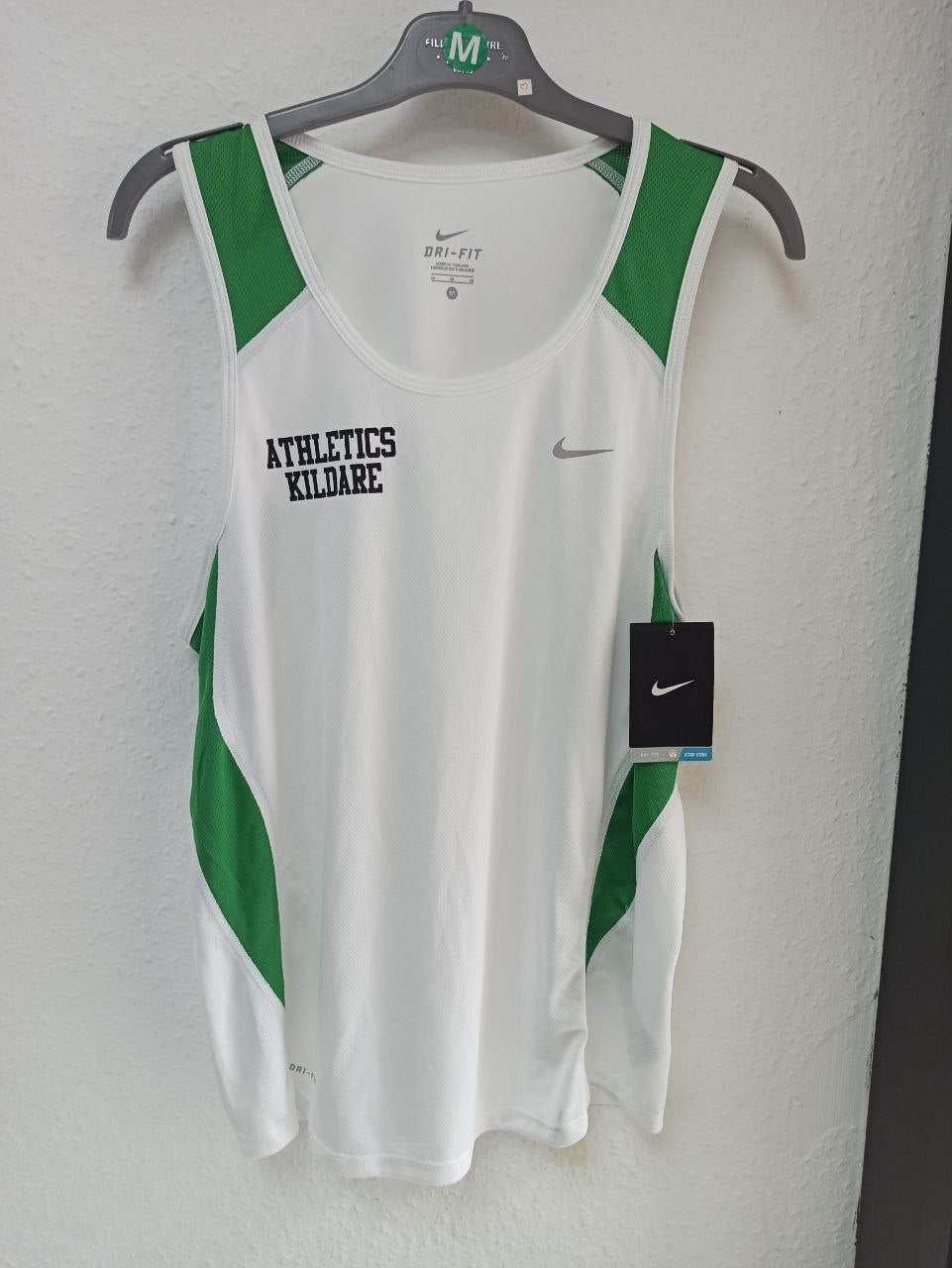 Athletics Kildare Nike Running Vest - White & Green (M)