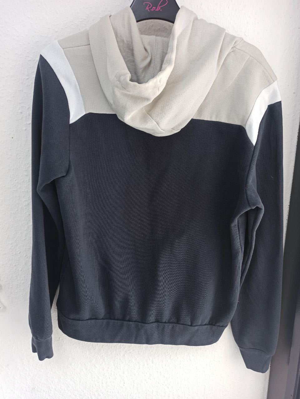 11 Degrees Men's Colour Block Hoodie - Grey & Navy (XS)