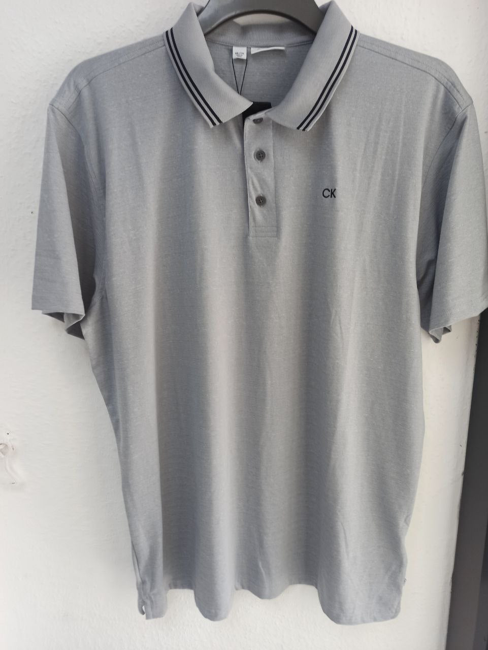 Calvin Klein Golf Men's Grey Polo Shirt with Striped Collar NEW (XXL)