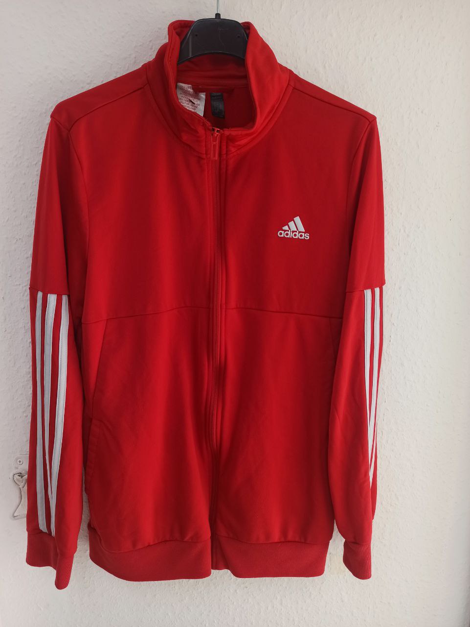 Adidas Men's Red Track Jacket with 3-Stripes (XS - S)