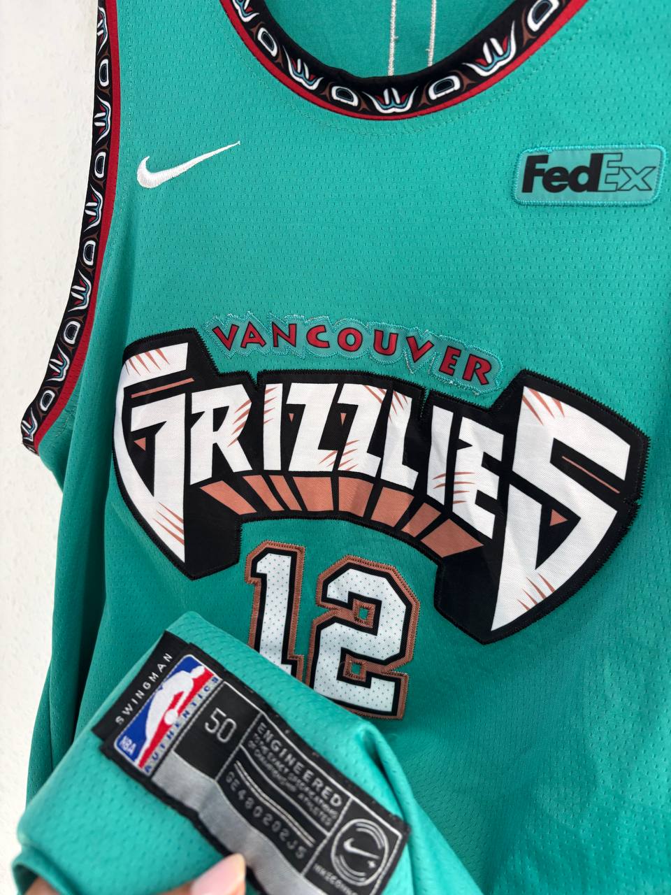 Vancouver Grizzlies Ja Morant Teal Throwback Jersey #12 - FedEx Sponsor (XL)