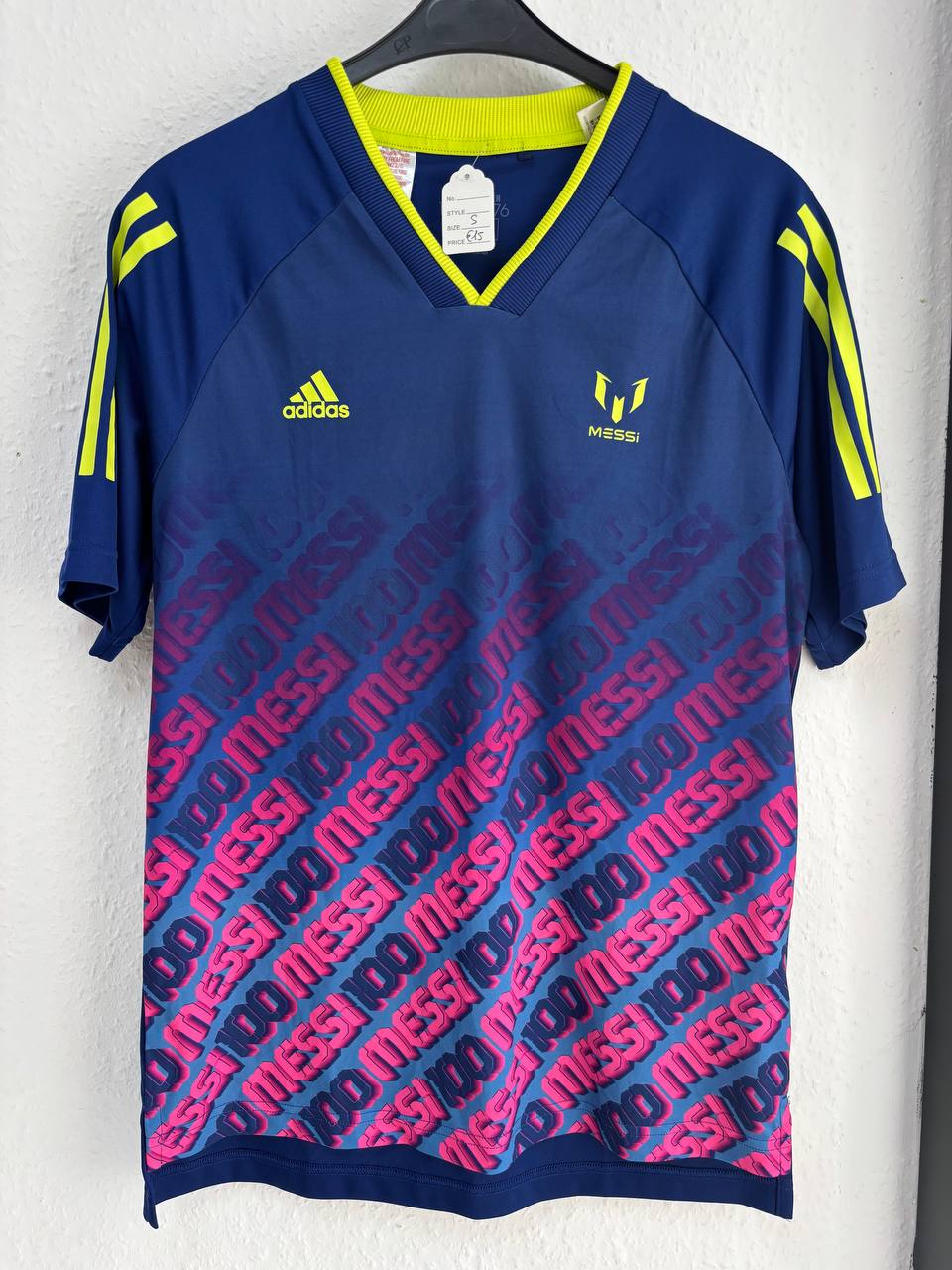 Adidas Lionel Messi "100" Training Jersey - Navy Blue/Pink/Neon Yellow  (S)