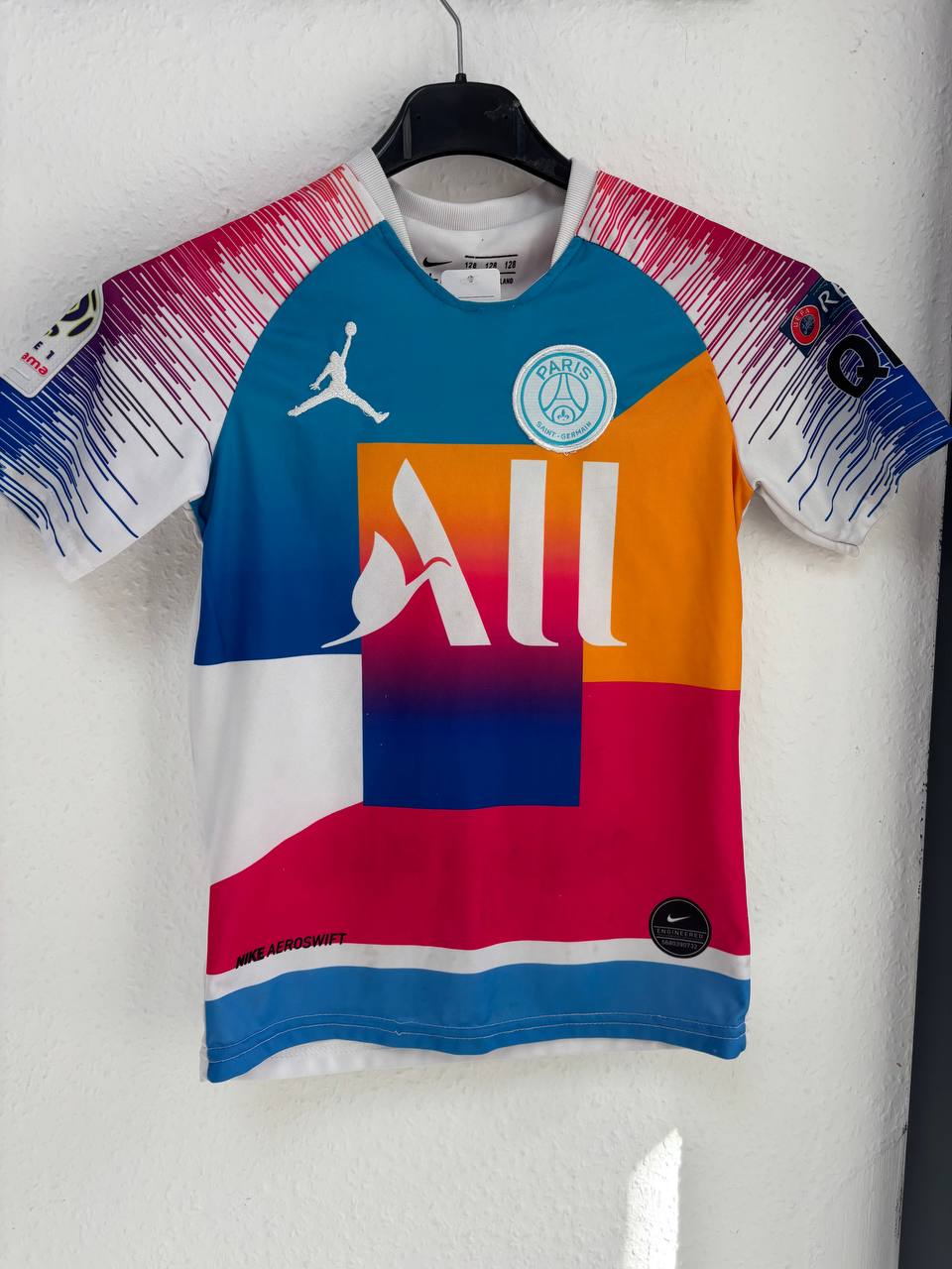 Limited Edition PSG Mbappé #7 'Patchwork' Jordan Fan Jersey (6 - 8 Years )