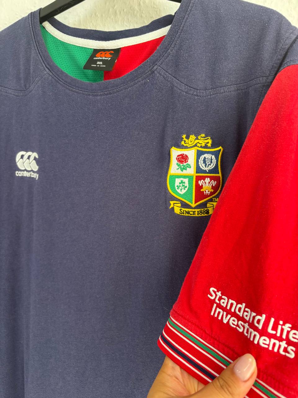 British & Irish Lions Navy Fan T-Shirt - Canterbury Red Sleeve Training/Casual Top (3XL)