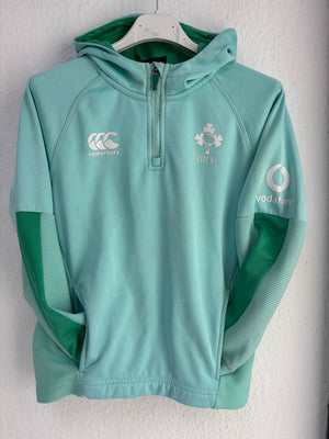 Canterbury Ireland IRFU Rugby Training Hoodie Pullover - Quarter-Zip Aqua Teal (8 - 10 Years)