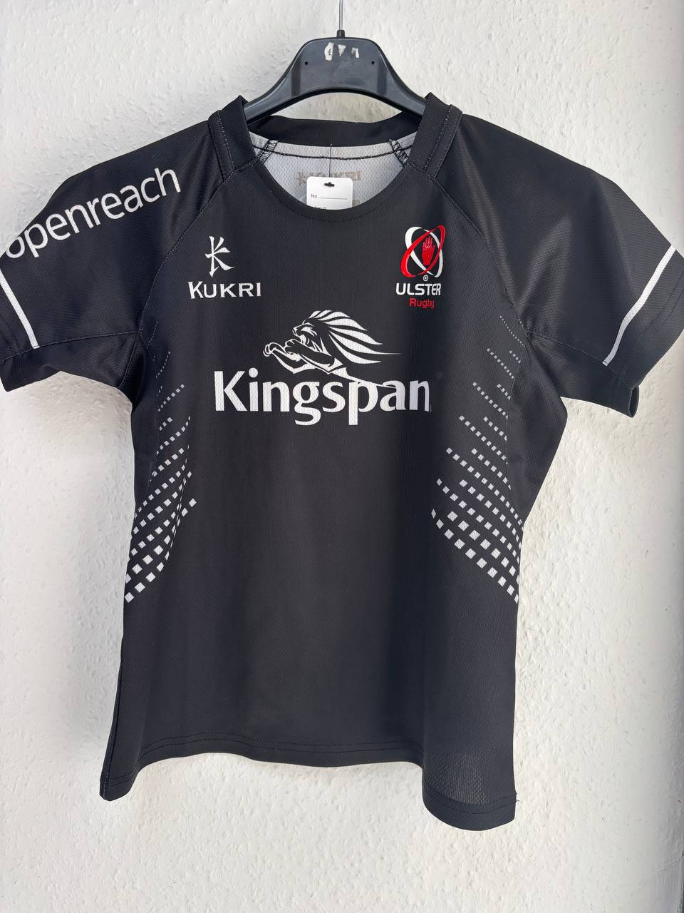 Kukri Ulster Rugby Home/Training Jersey Black - Kingspan Openreach Sponsor (8 - 10 Years)