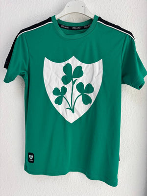 Ireland Rugby/Supporter T-Shirt - Large Shield & Shamrock Graphic Green (9 - 10 Years)