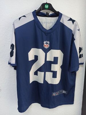 Custom Boston #23 American Football Jersey - Navy Blue & Grey Cowboys Style (M)