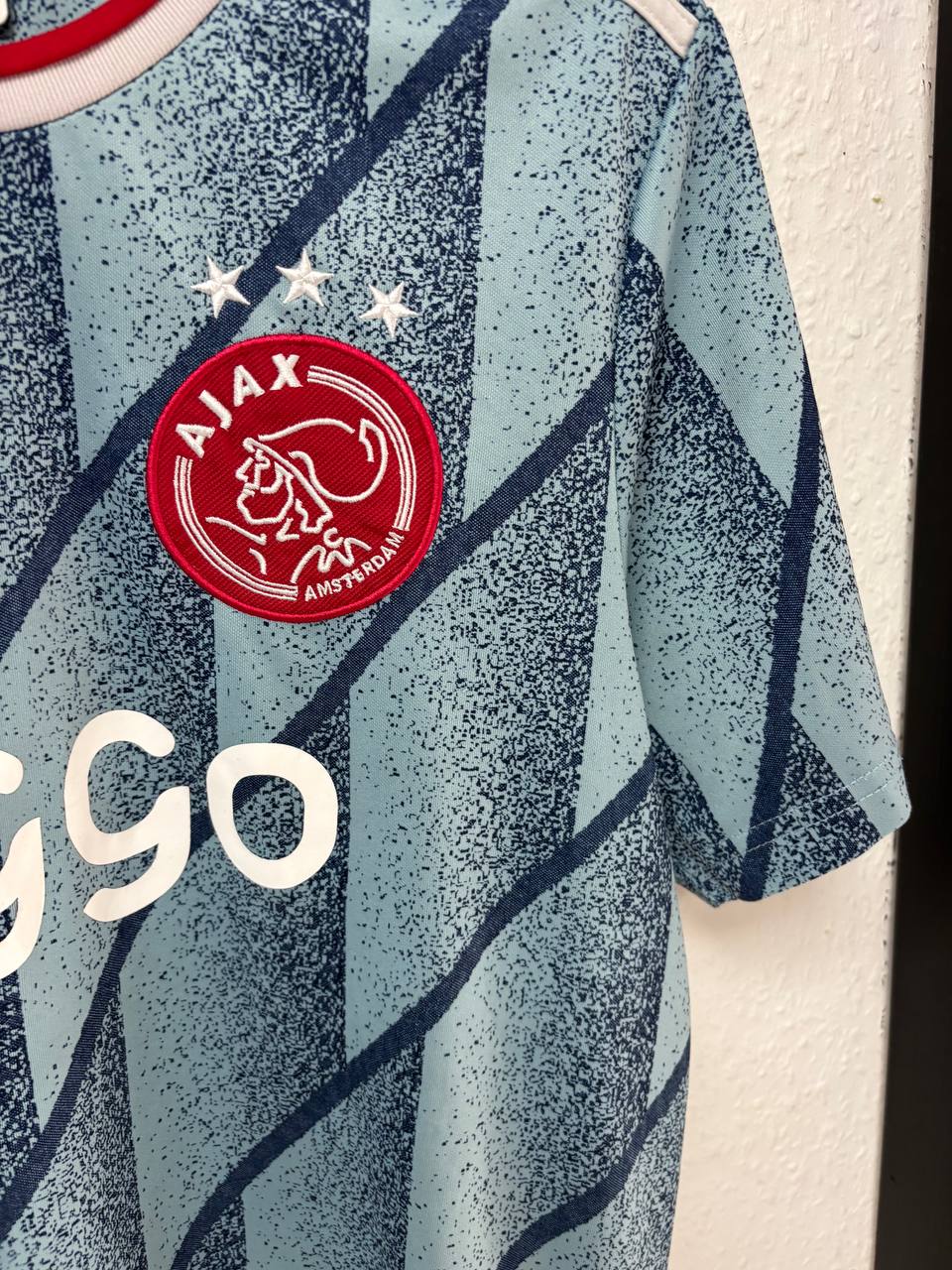 AFC Ajax Light Blue Away Jersey Adidas Ziggo Men’s Football Soccer Shirt (S)