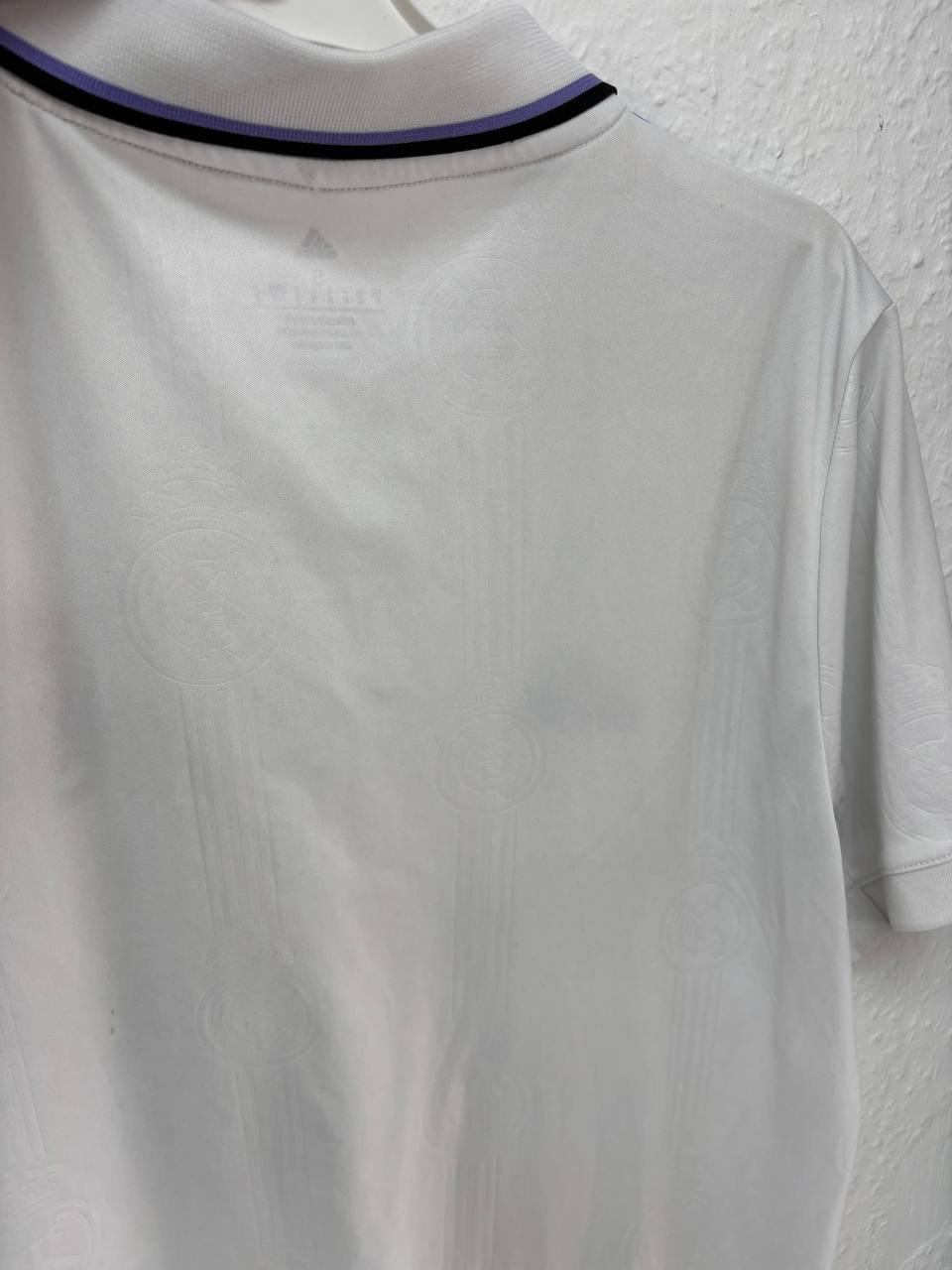 Real Madrid 2022-23 Home Jersey White Purple Polo Collar Adidas Football Shirt (S)