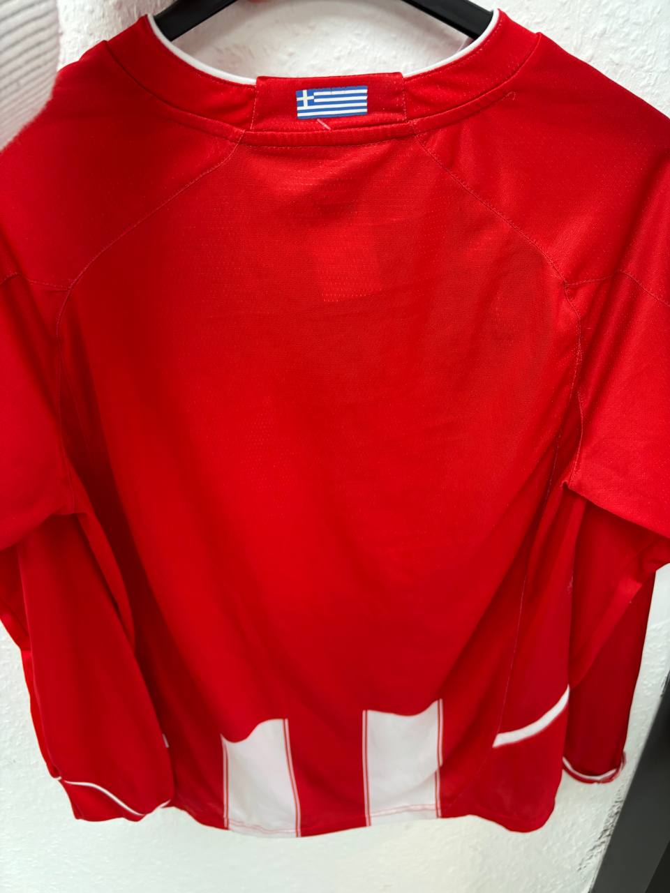 Olympiacos FC Long Sleeve Home Jersey Red & White Striped PUMA Football Shirt (S)