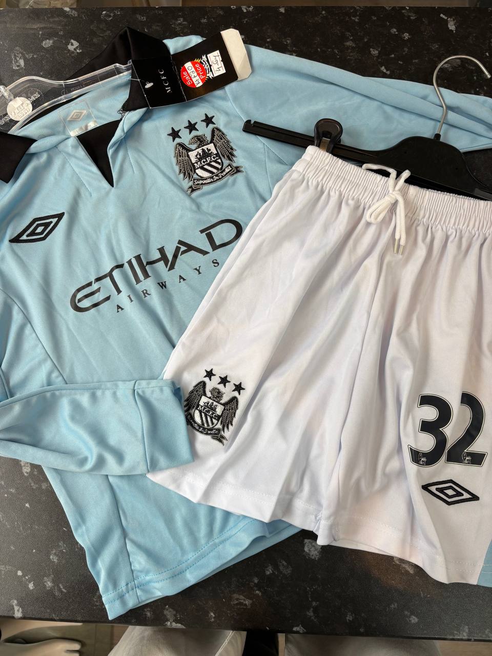 Kids' Manchester City Home Long Sleeve Kit Set (4 - 6 Years)