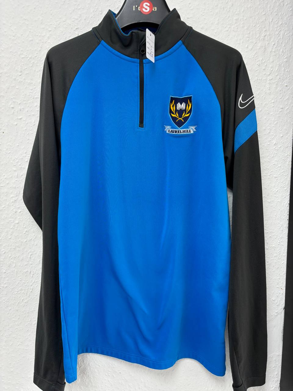 Nike Laurel Hill School Quarter-Zip Training Top | Blue & Black Athletic Pullover Jersey (S)