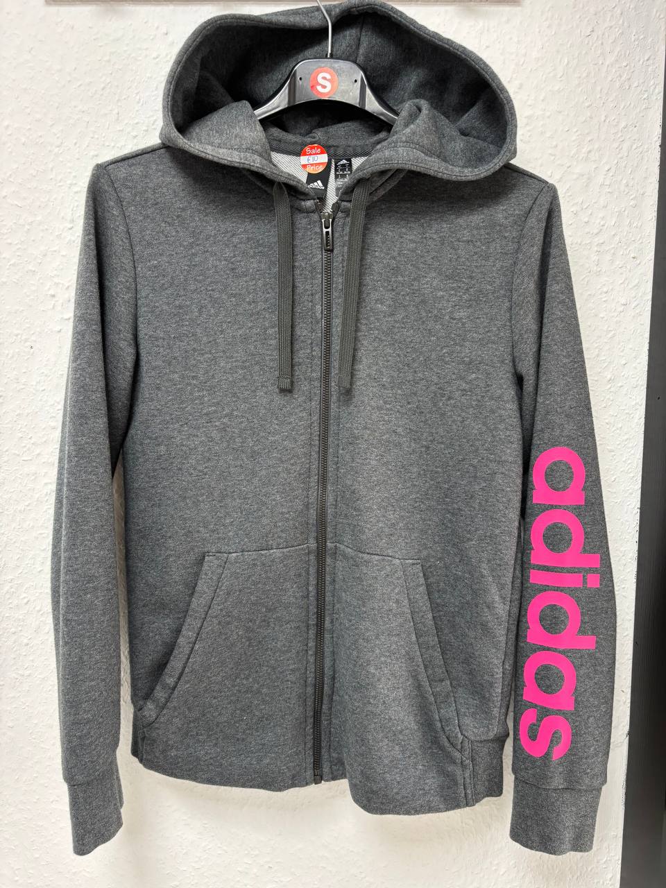 Adidas Women's/Junior Grey Full-Zip Hoodie Sweatshirt (S)