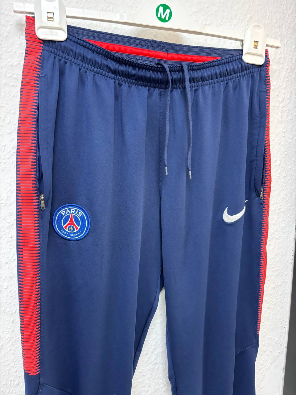 Nike PSG Paris Saint-Germain Strike Navy Track Pants | Red Stripe Football Training Trousers (M)