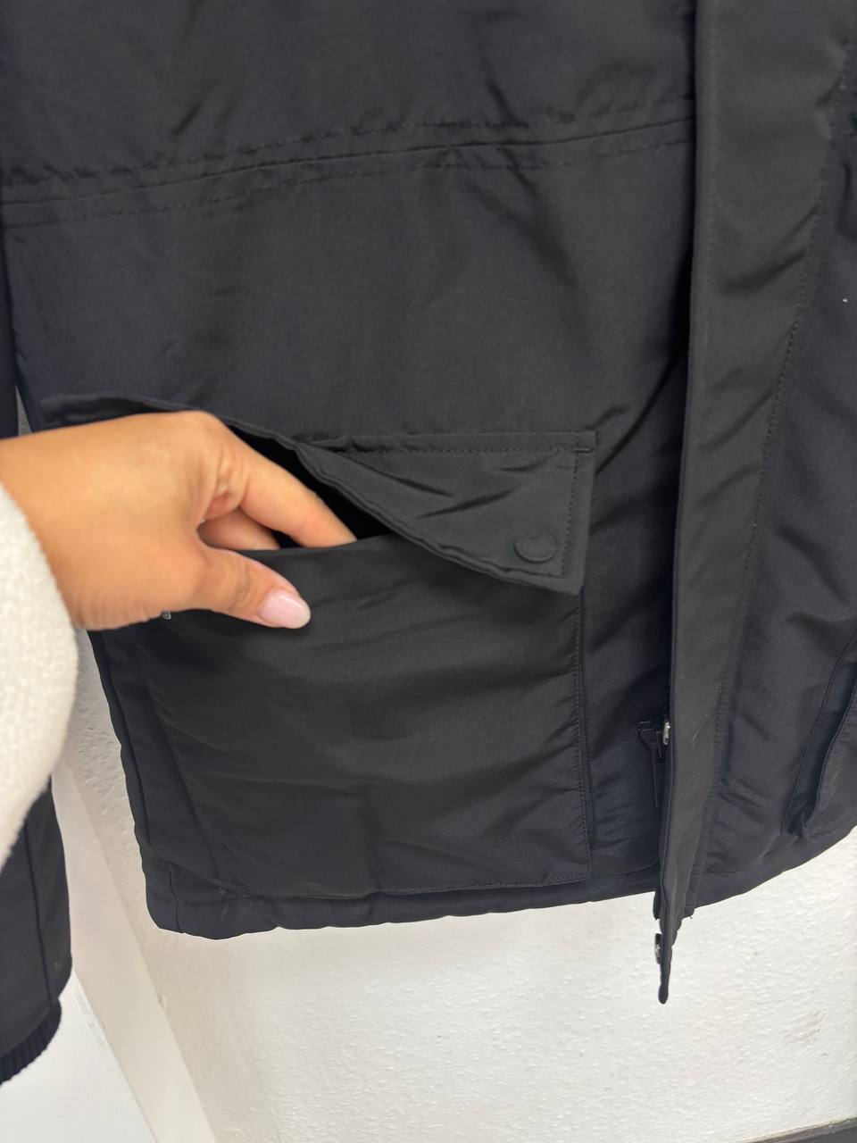 SoulCal & Co. Men's Black Sherpa-Lined Parka Jacket | Faux Fur Hood Winter Coat (L) NEW